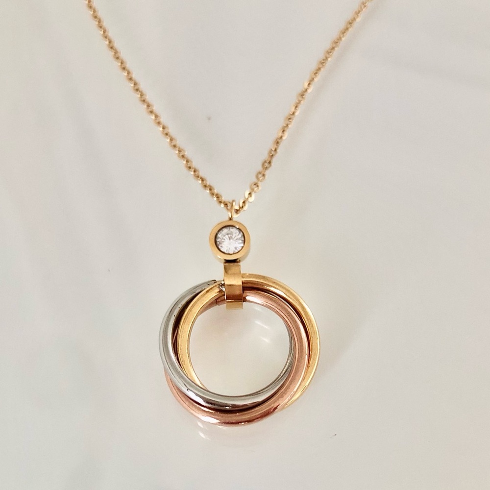 BRILLIANT CUT ZIRCONIA TRI COLOR NECKLACE